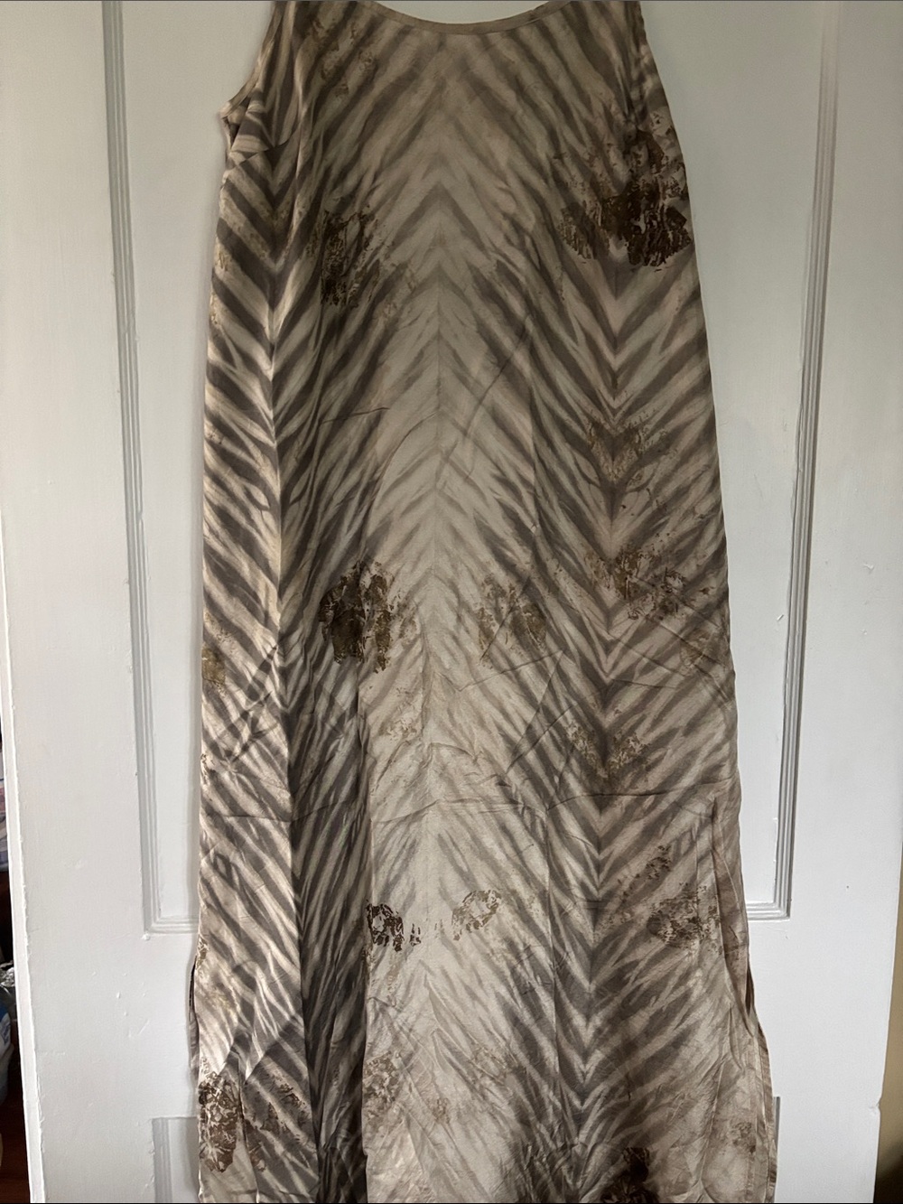 Eileen Fisher Taupe and Brown Zebra-Print Maxi Skirt